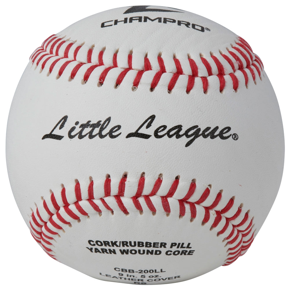 Champro Little League® Game RS - Cushion Cork Core - Full Grain Leather Cover Baseball - Dozen Baseball Baseballs All