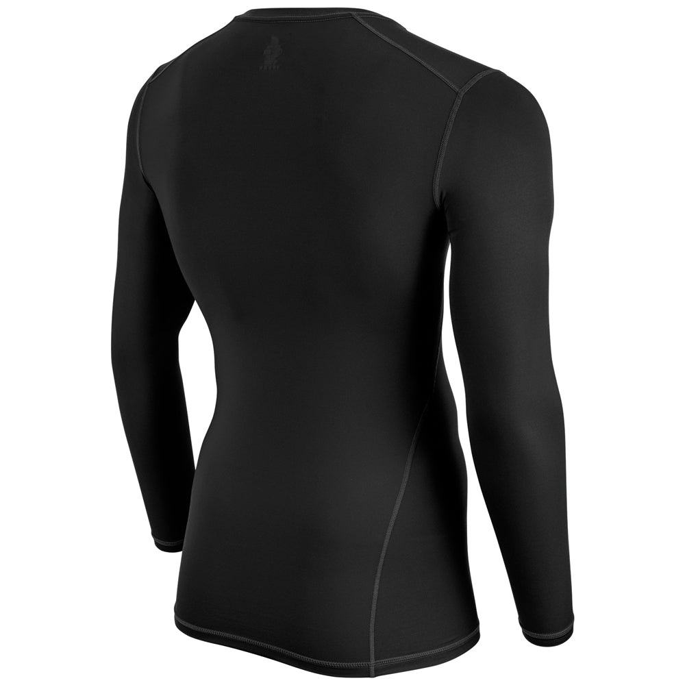 Back view of black Champro Youth Lightning 2.0 compression long sleeve jersey