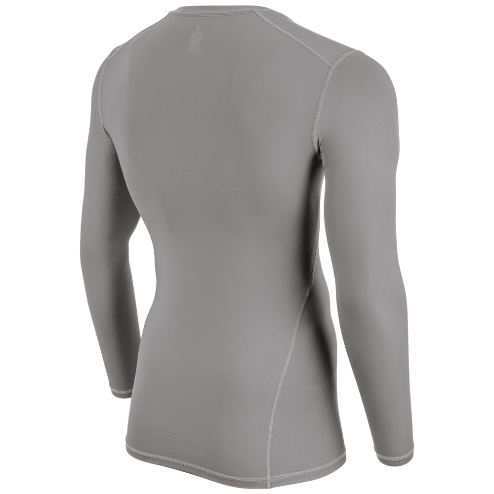 Back view of a gray Champro Youth Lightning 2.0 compression long sleeve jersey