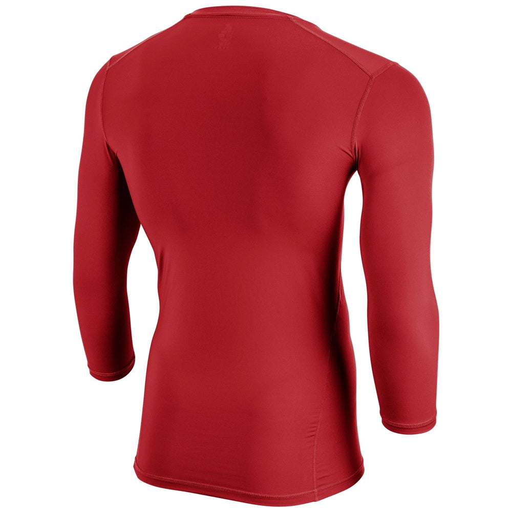 Back view of red Champro Lightning 2.0 compression 3/4 sleeve shirt.