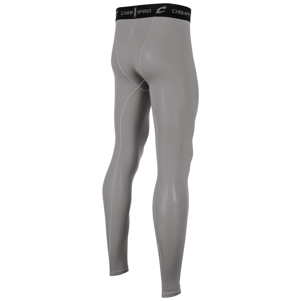 Champro Youth Lightning 2.0 compression full length tights in gray with a black branded waistband