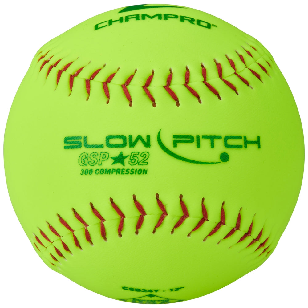 Champro ASA / USA 12" Slow Pitch Softball Durahide Cover .52 COR - Dozen Softball Softballs All