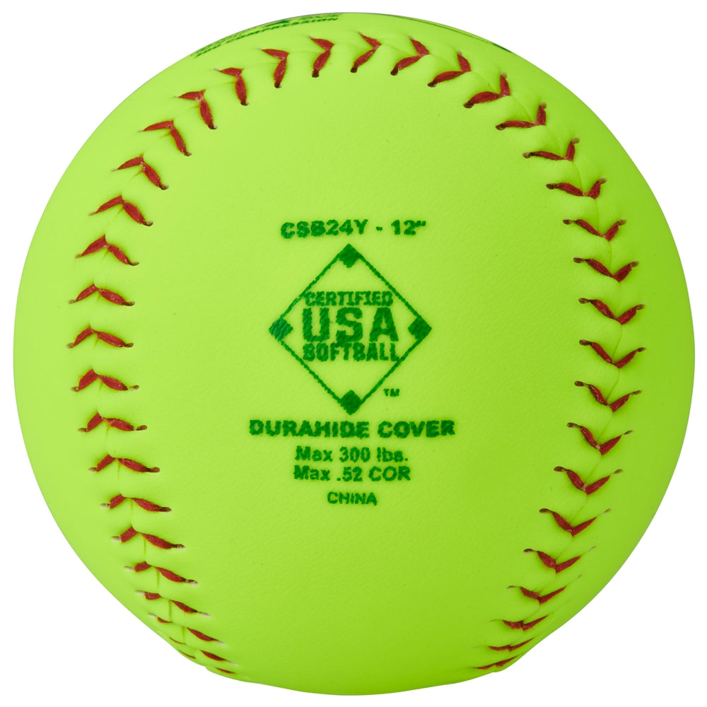 Champro ASA / USA 12" Slow Pitch Softball Durahide Cover .52 COR - Dozen Softball Softballs All