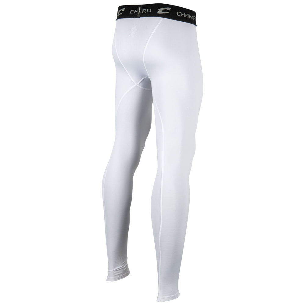 Champro Youth Cold Weather 2.0 compression tights in white with a black elastic waistband.