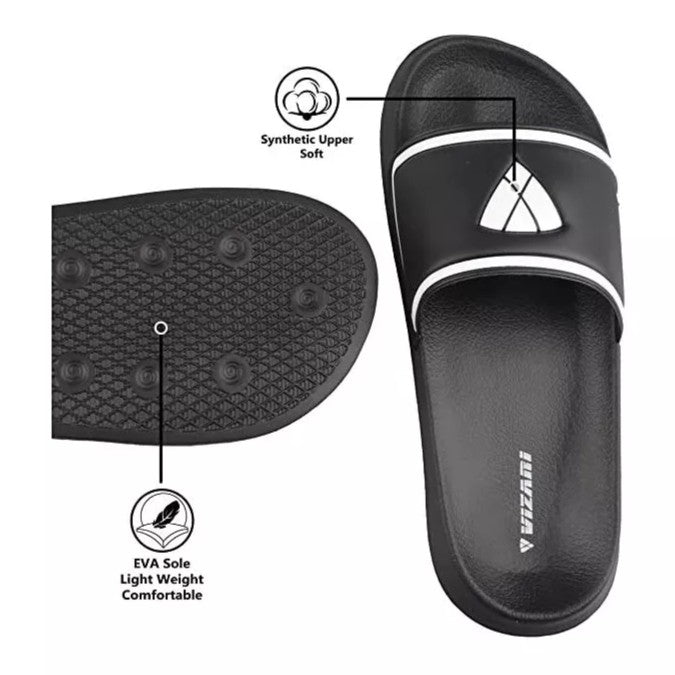 VIZARI Black SS' Soccer Slide Sandals For Adults and Teens
