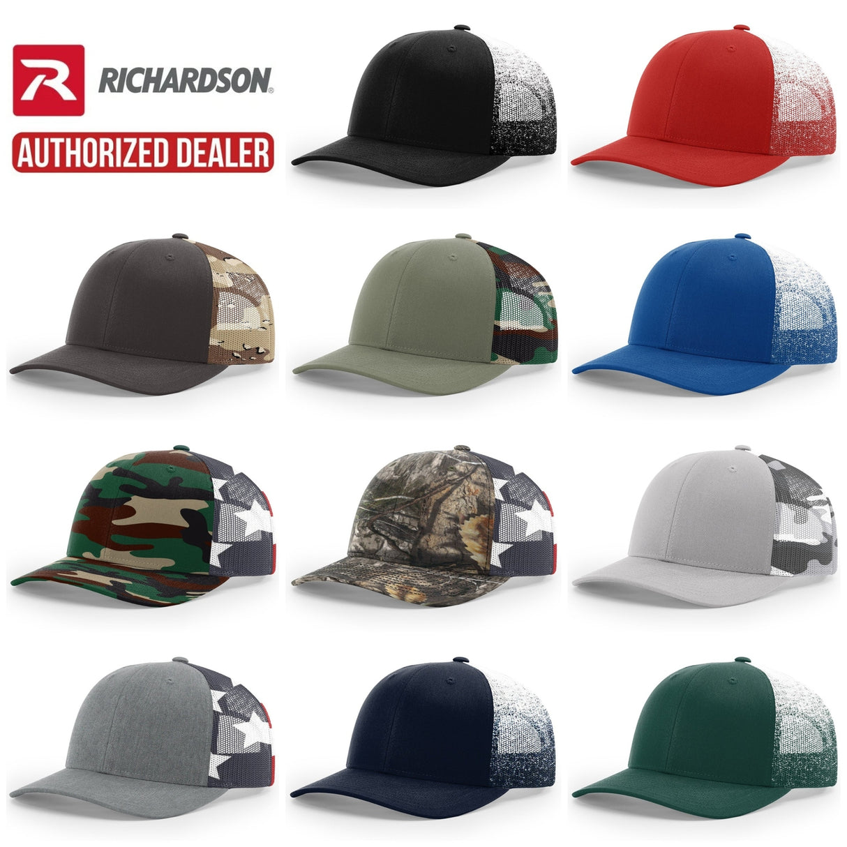 Richardson Printed Mesh Trucker Hat Unisex Accessories Hats & Caps