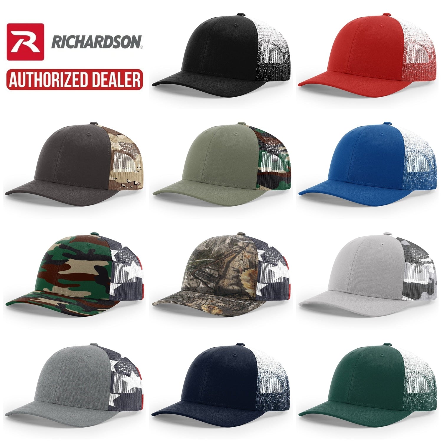 Richardson Printed Mesh Trucker Hat Unisex Accessories Hats & Caps