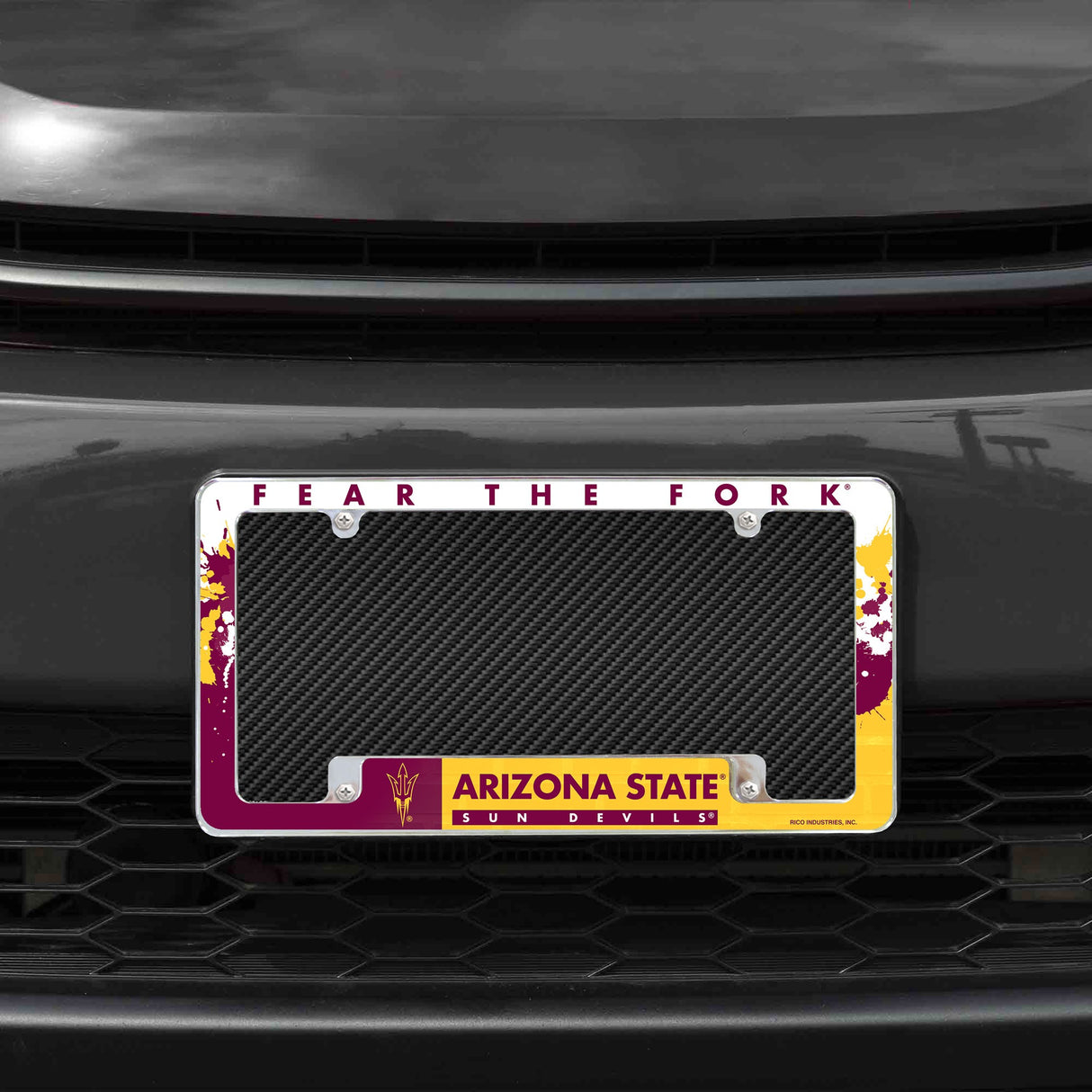Rico Industries NCAA Arizona State Sun Devils - ASU Primary 12" x 6" Chrome License Plate Frame-1