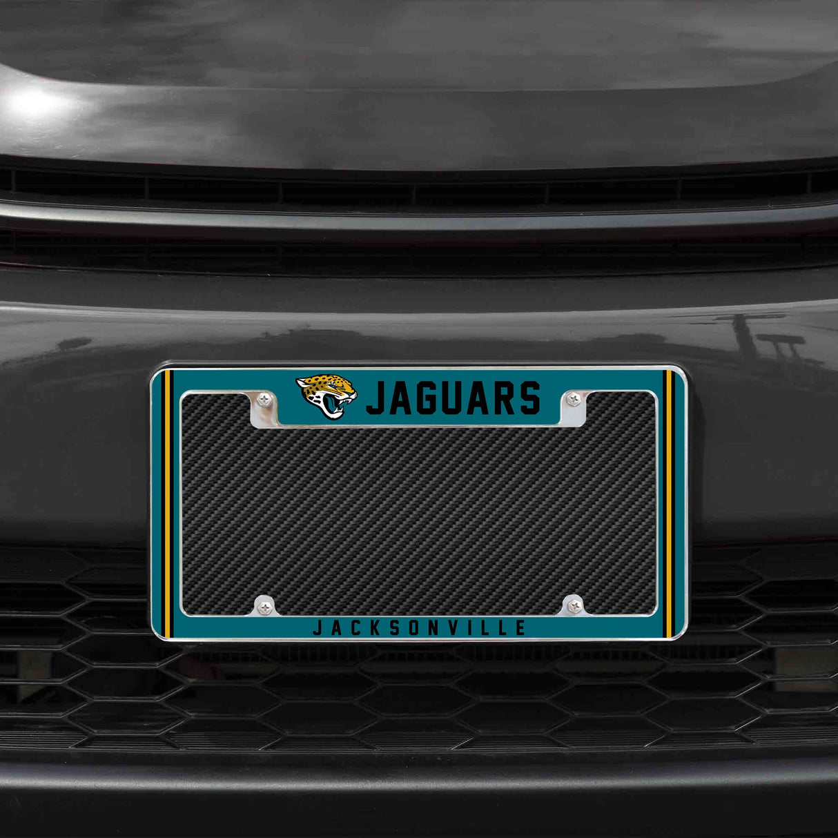 Rico Industries NFL Jacksonville Jaguars Classic 12" x 6" Chrome License Plate Frame-1