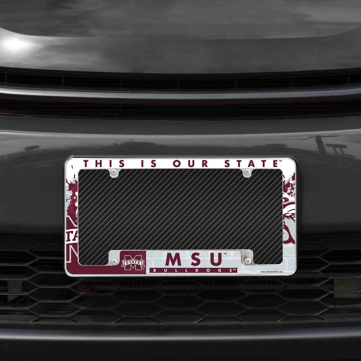Rico Industries NCAA Mississippi State Bulldogs Primary 12" x 6" Chrome License Plate Frame-1