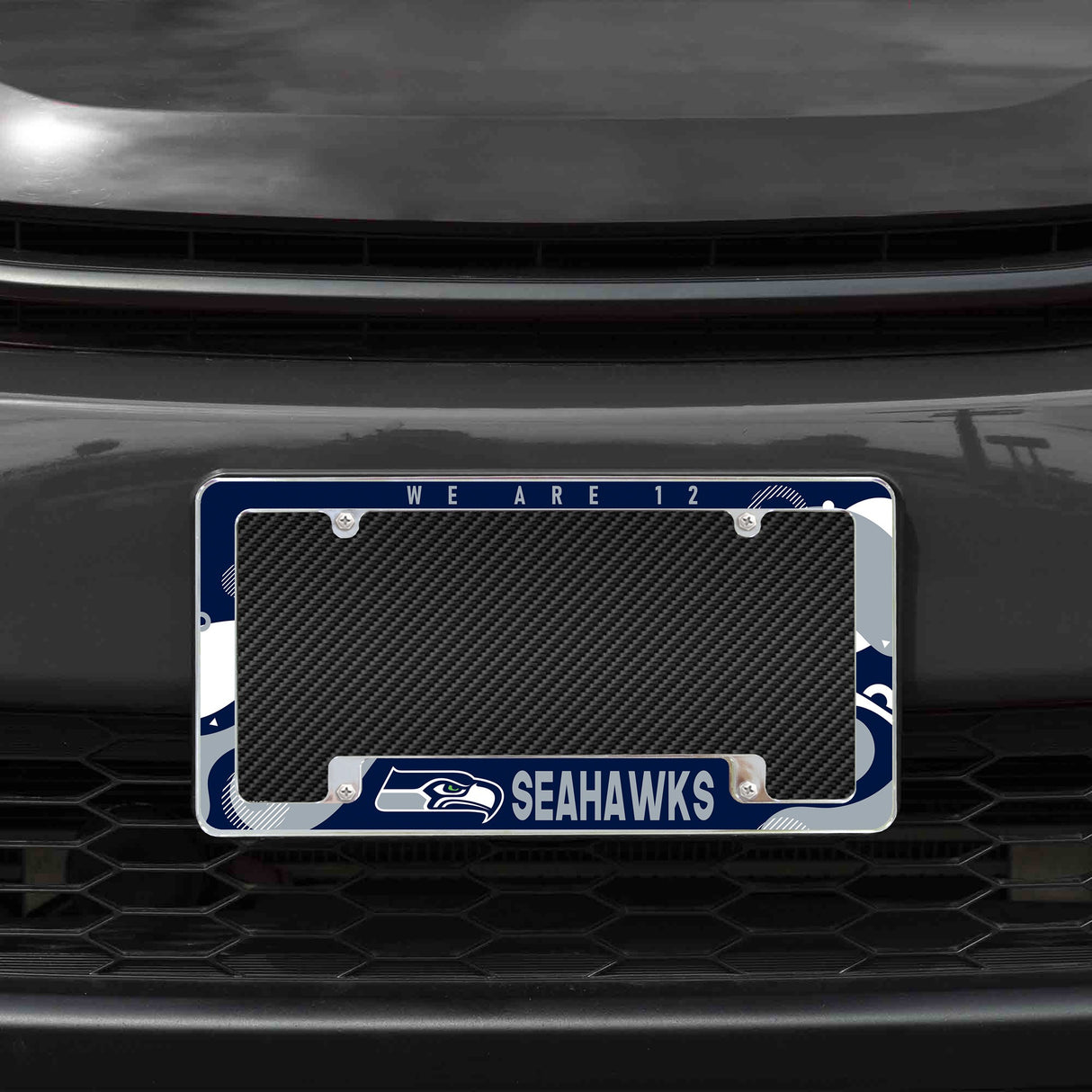 Rico Industries NFL Seattle Seahawks Wave 12" x 6" Chrome License Plate Frame-1