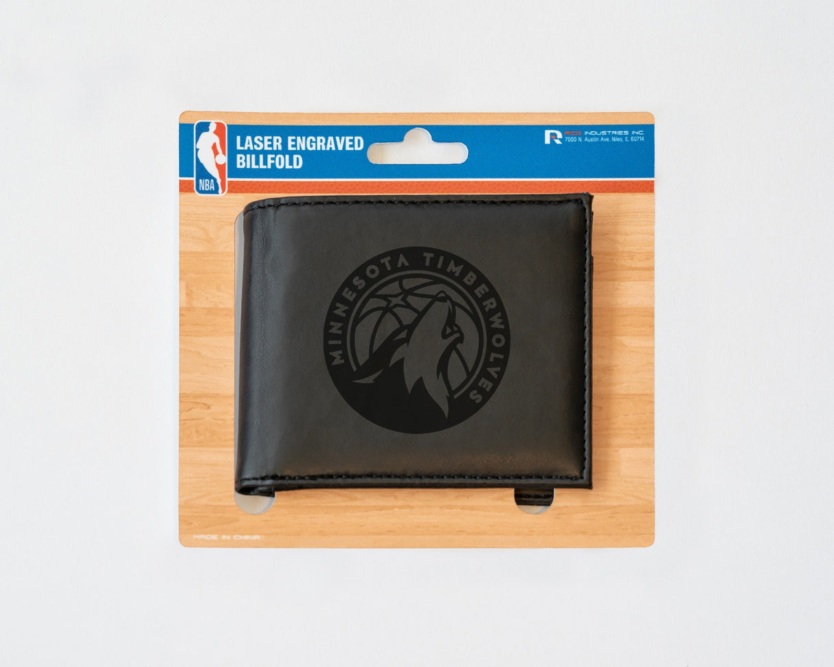Rico Industries NBA Minnesota Timberwolves Laser Engraved Billfold Wallet-3