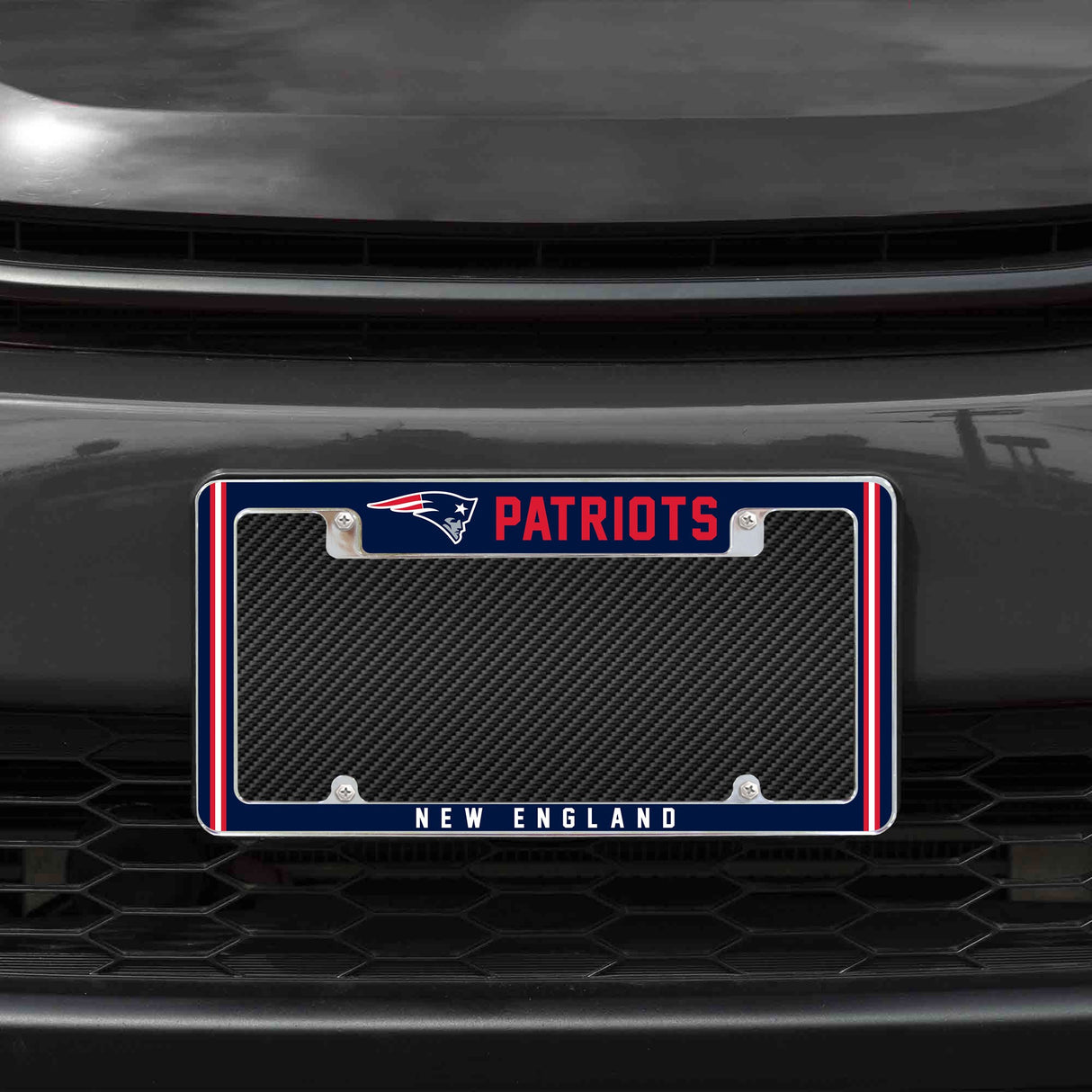 Rico Industries NFL New England Patriots Classic 12" x 6" Chrome License Plate Frame-1