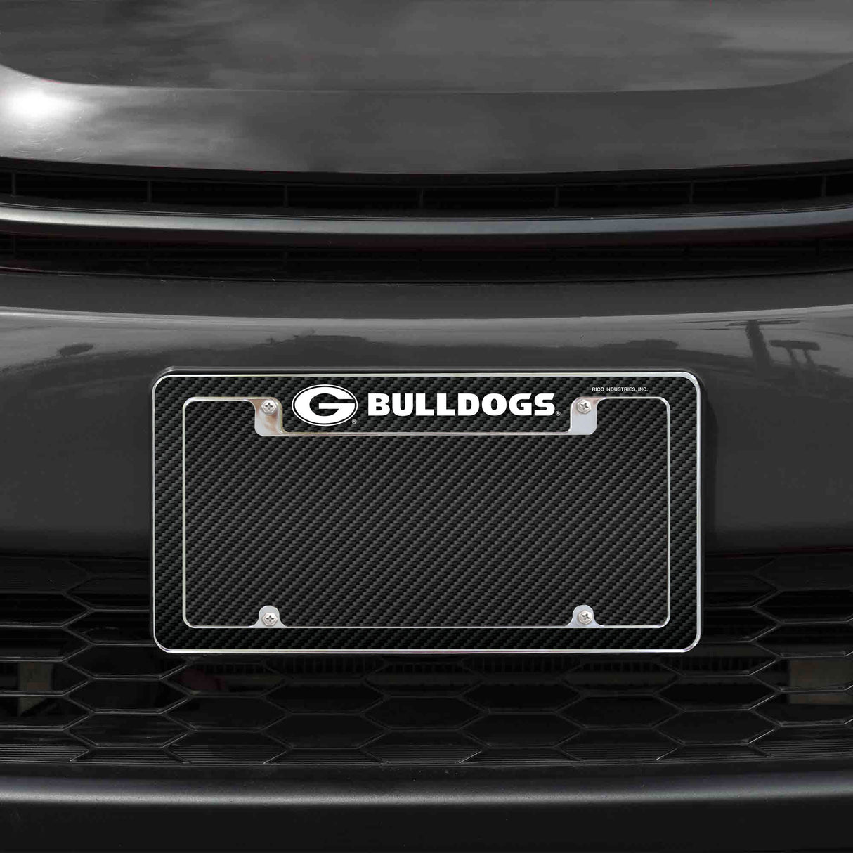 Rico Industries NCAA Georgia Bulldogs Carbon Fiber Design 12" x 6" Chrome License Plate Frame-1