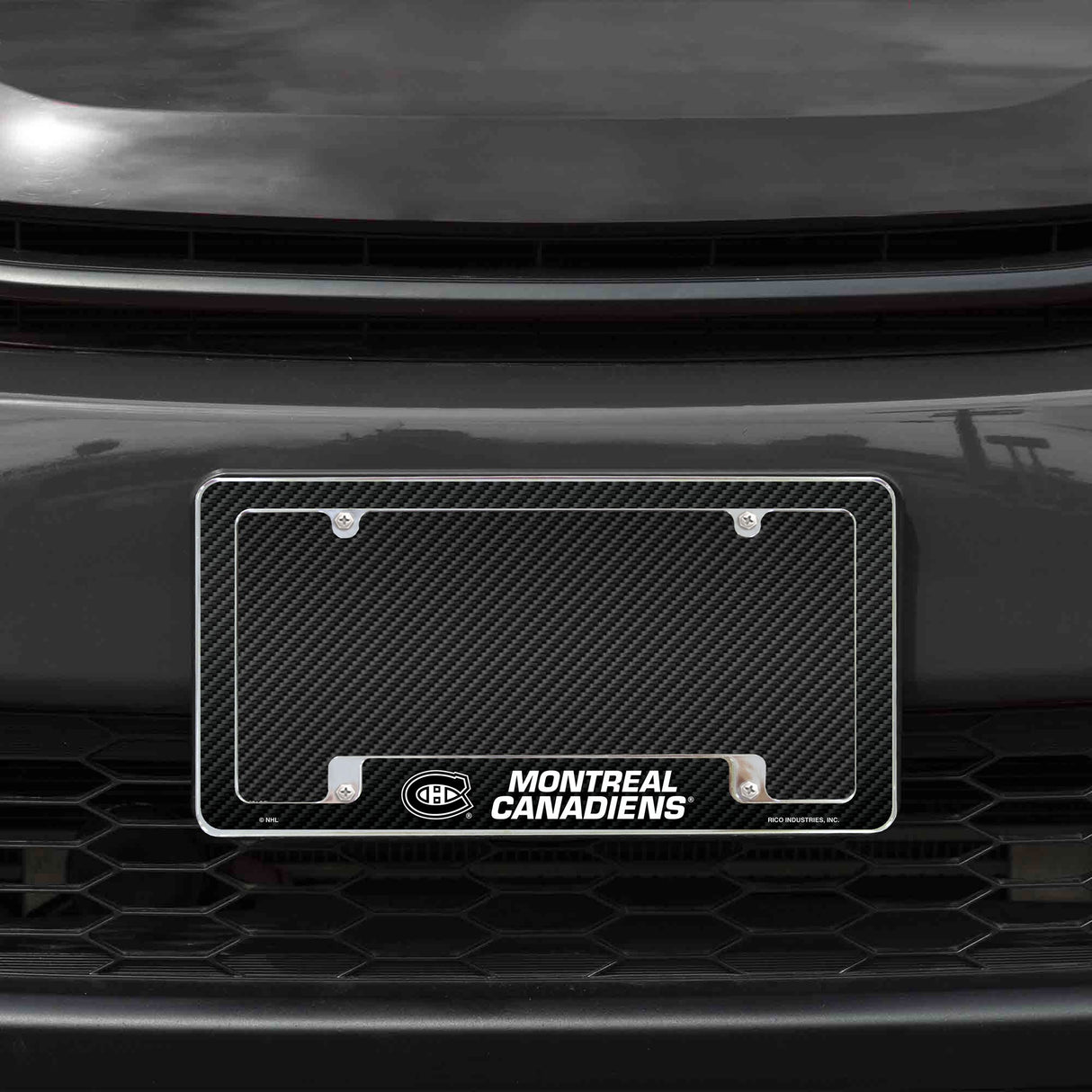 Rico Industries NHL Montreal Canadiens Black 12" x 6" Chrome License Plate Frame-1