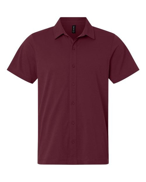 AllPro Men's Pro-Flex Sorona Button Down Short Sleeve Shirt-1