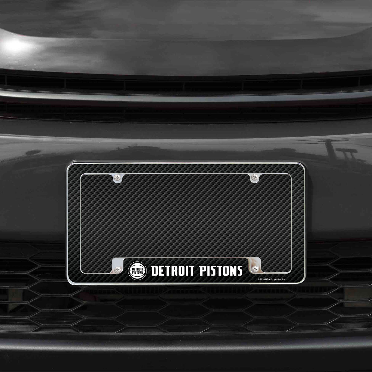 Rico Industries NBA Detroit Pistons Black 12" x 6" Chrome License Plate Frame-1