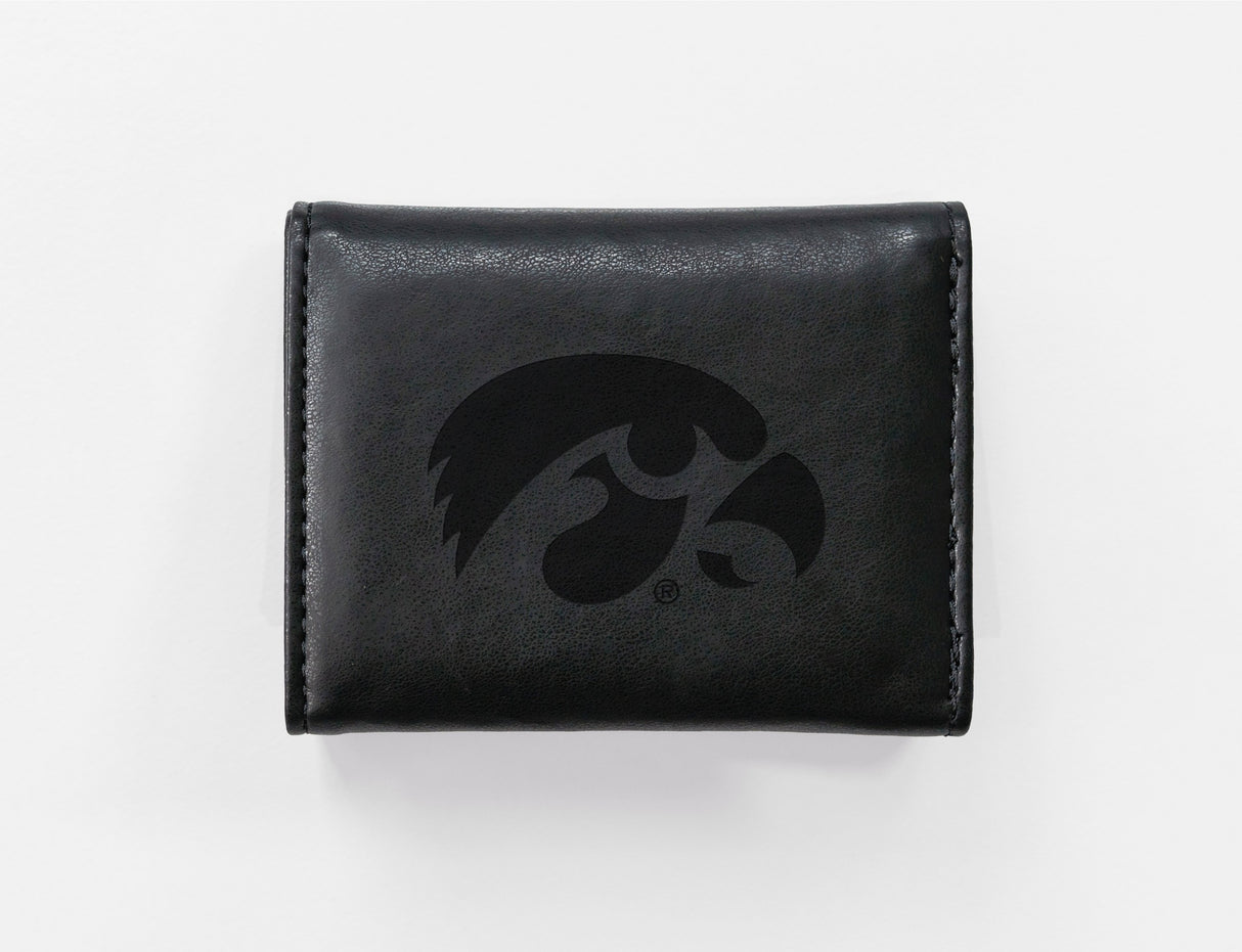 Rico Industries NCAA Iowa Hawkeyes Laser Engraved Faux Leather Trifold Wallet-1