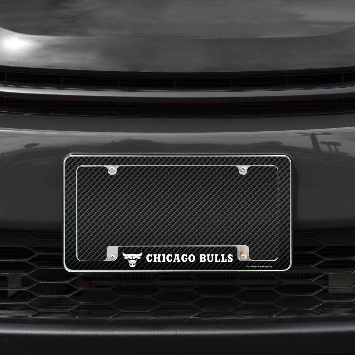 Rico Industries NBA Chicago Bulls Black 12" x 6" Chrome License Plate Frame-1