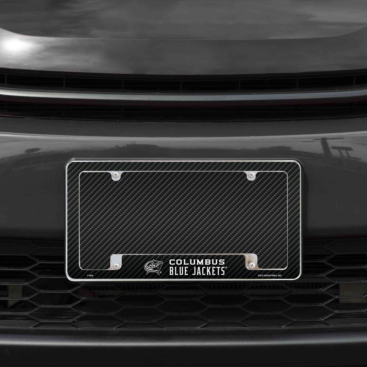 Rico Industries NHL Columbus Blue Jackets Black 12" x 6" Chrome License Plate Frame-1