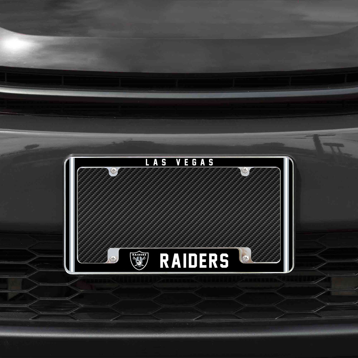 Rico Industries NFL Las Vegas Raiders Classic 12" x 6" Chrome License Plate Frame-1