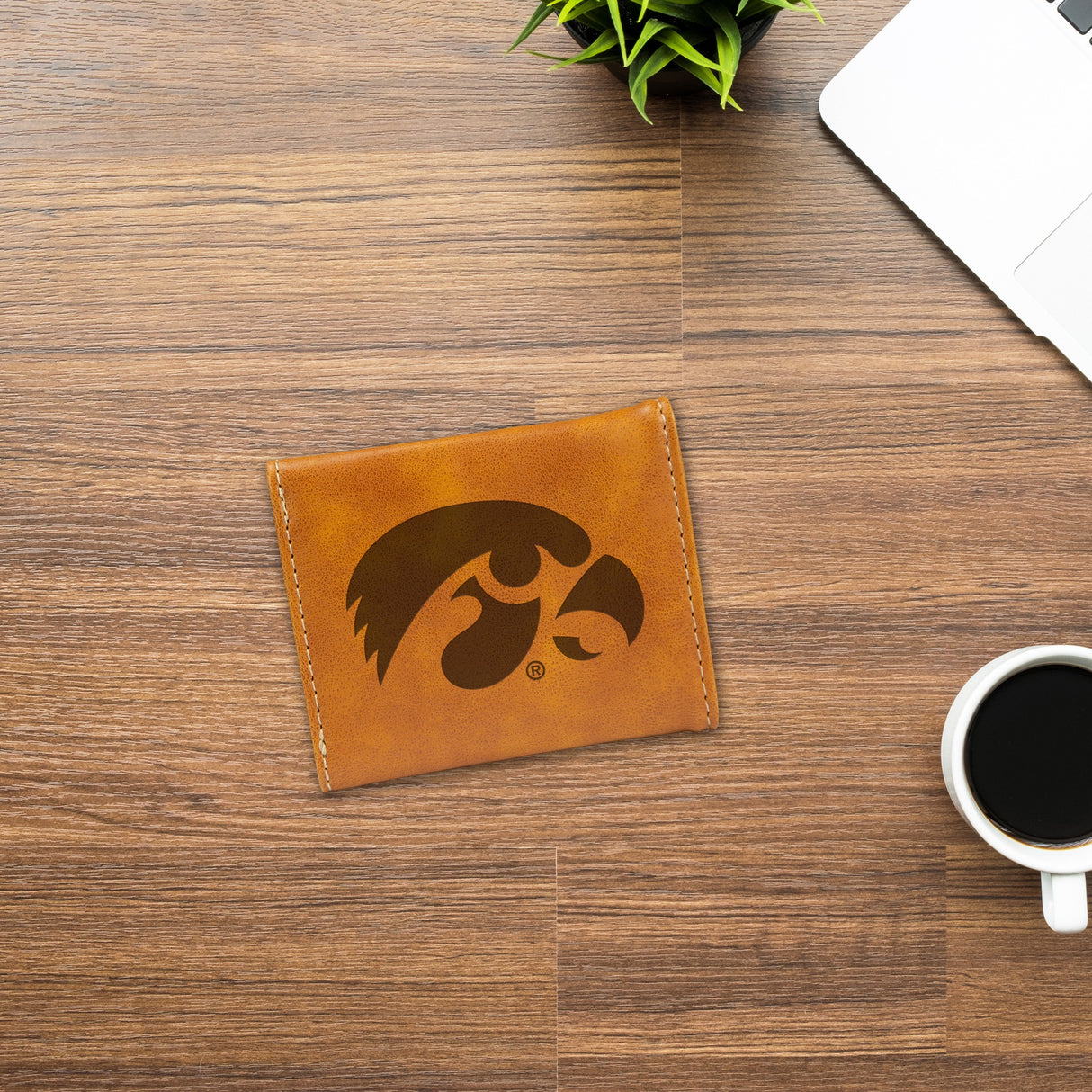 Rico Industries NCAA Iowa Hawkeyes Laser Engraved Faux Leather Trifold Wallet-2