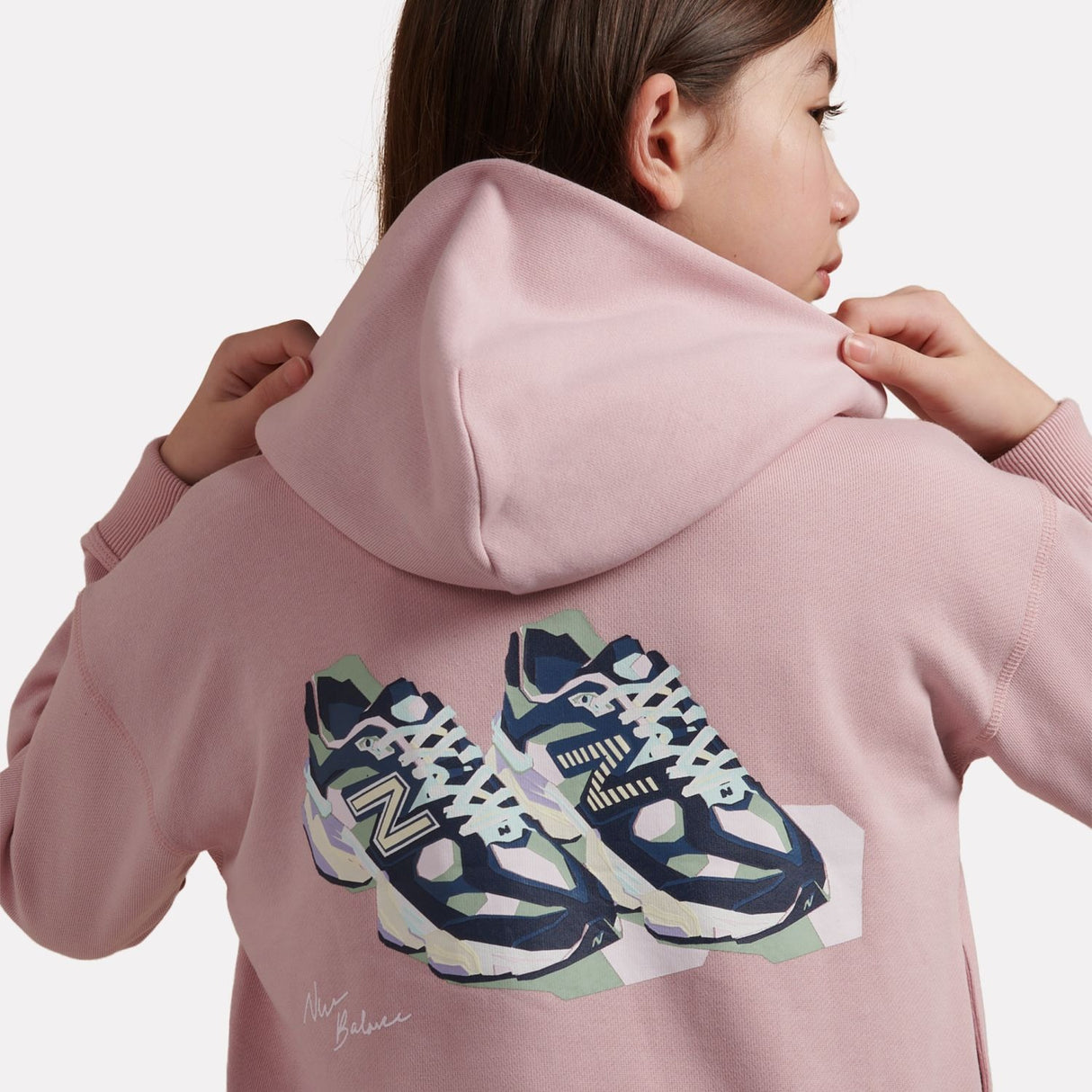 New Balance Girls' 9060 Graphic Cropped Zip Hoodie-9