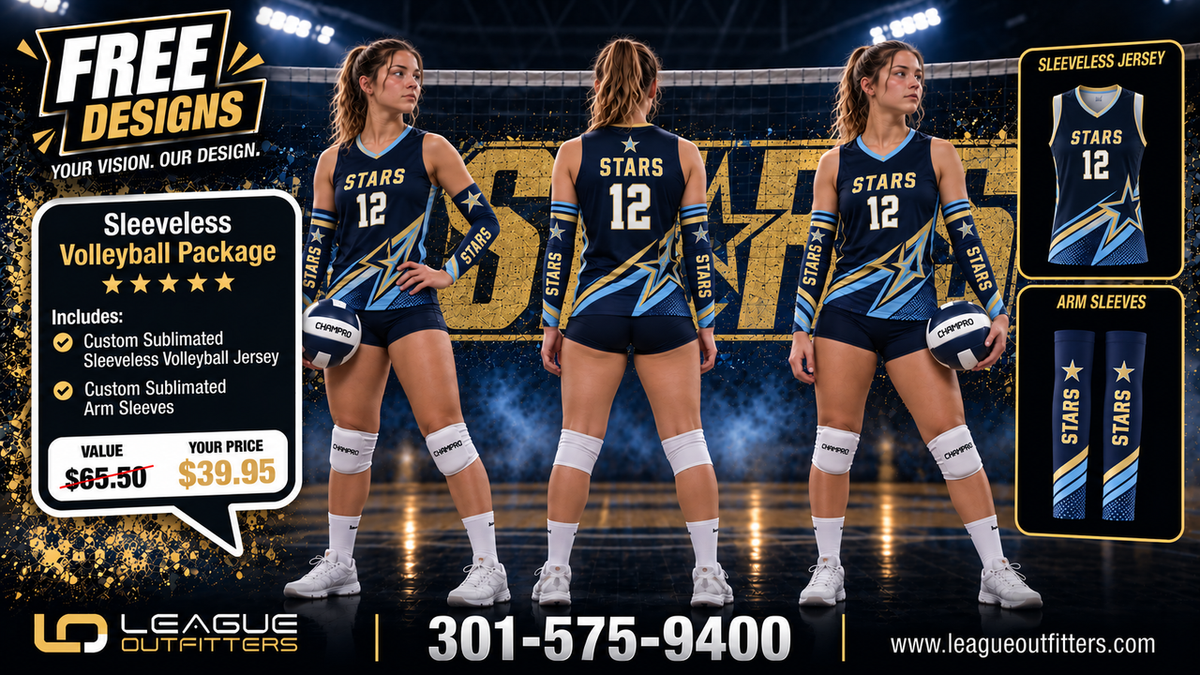 League Outfitters Custom Sublimated Sleeveless Volleyball Package