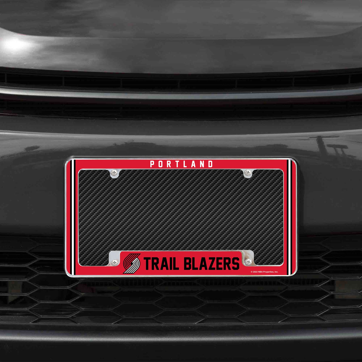 Rico Industries NBA Portland Trail Blazers Classic 12" x 6" Chrome License Plate Frame-1