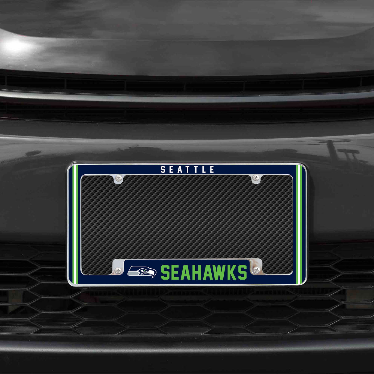 Rico Industries NFL Seattle Seahawks Classic 12" x 6" Chrome License Plate Frame-1