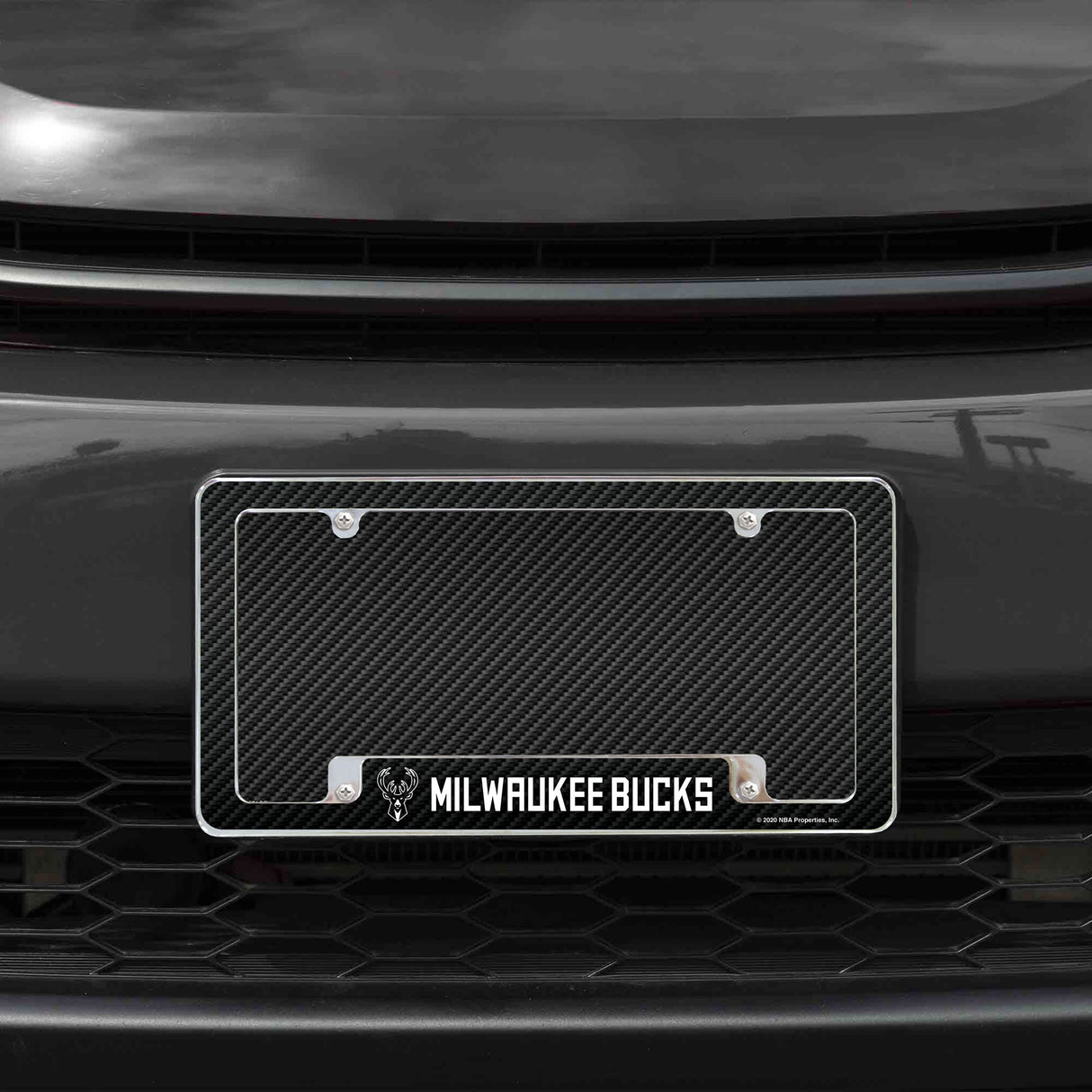 Rico Industries NBA Milwaukee Bucks Black 12" x 6" Chrome License Plate Frame-1