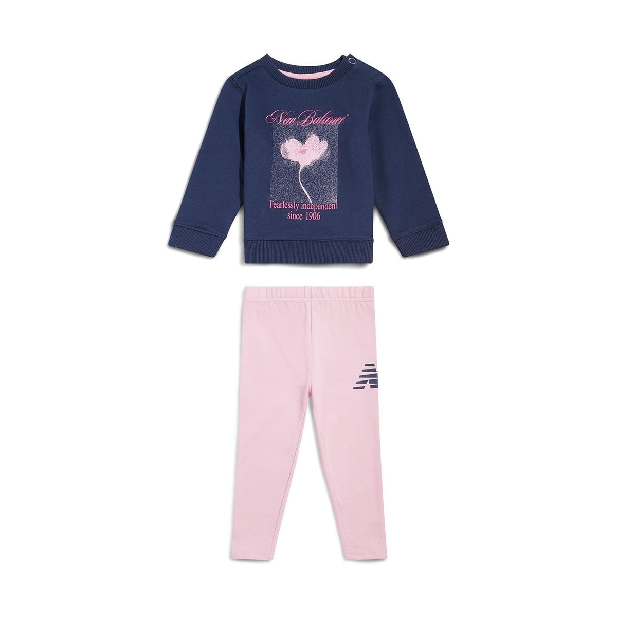 New Balance Infant & Toddler Floral Graphic Crew & Leggings Set-1