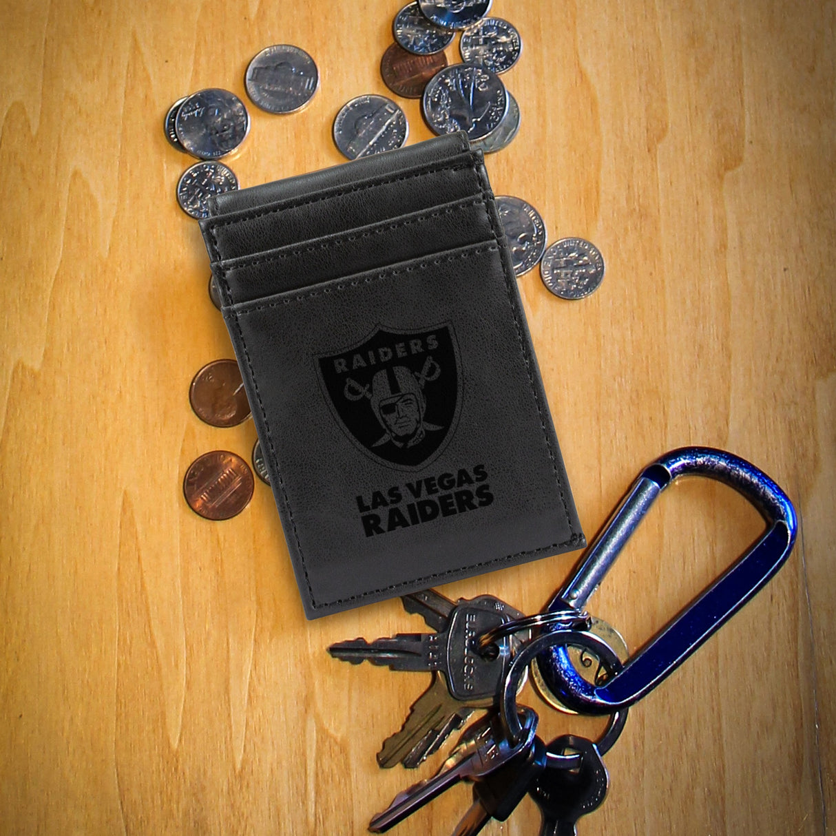 Rico Industries NFL Las Vegas Raiders Laser Engraved Front Pocket Wallet