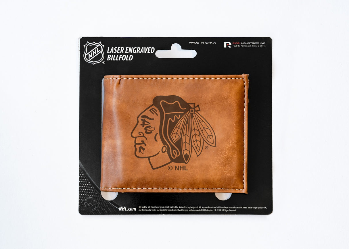 Rico Industries NHL Chicago hawks Laser Engraved Billfold Wallet-3