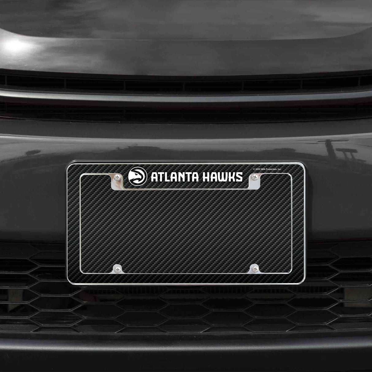 Rico Industries NBA Atlanta Hawks Black 12" x 6" Chrome License Plate Frame-1