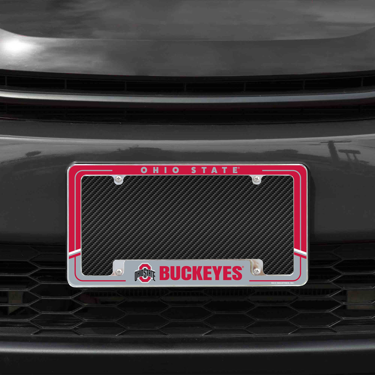Rico Industries NCAA Ohio State Buckeyes Two-Tone 12" x 6" Chrome License Plate Frame-1