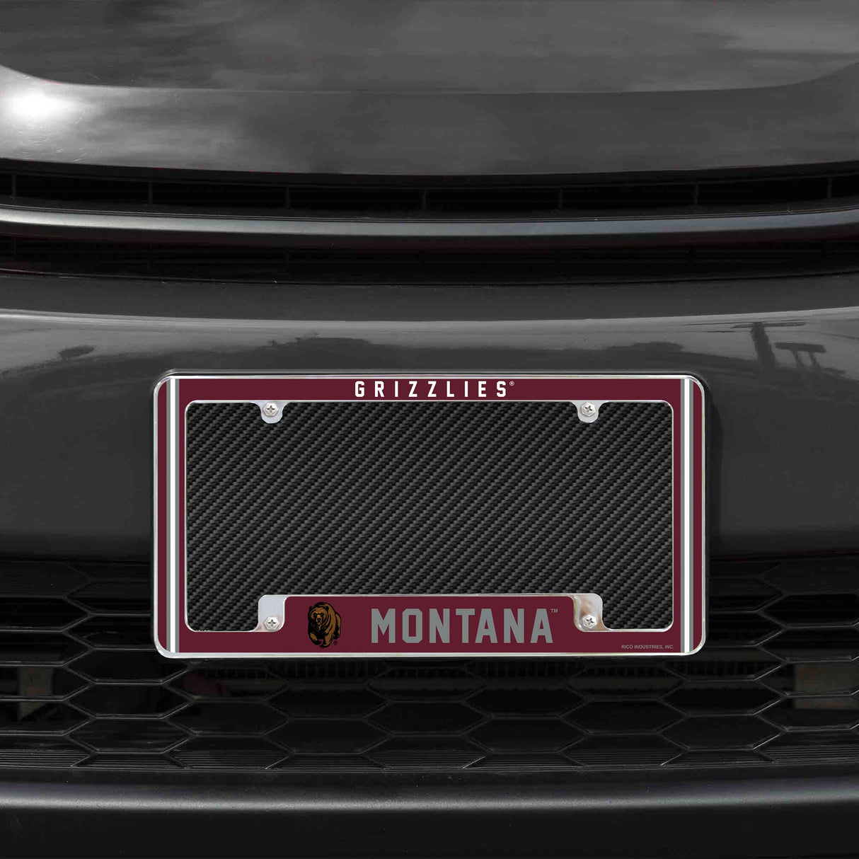 Rico Industries NCAA Montana Grizzlies Classic 12" x 6" Chrome License Plate Frame-1