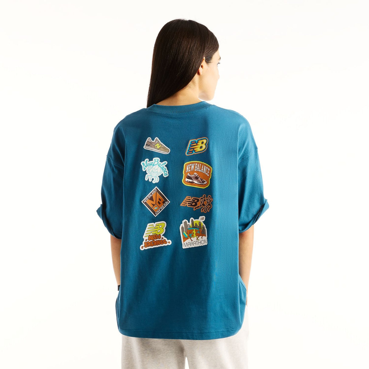 New Balance Women's Sticker Pack Oversized T-Shirt-2