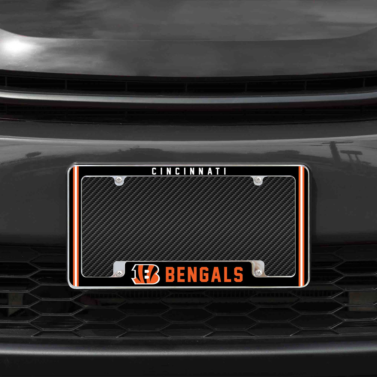Rico Industries NFL Cincinnati Bengals Classic 12" x 6" Chrome License Plate Frame-1