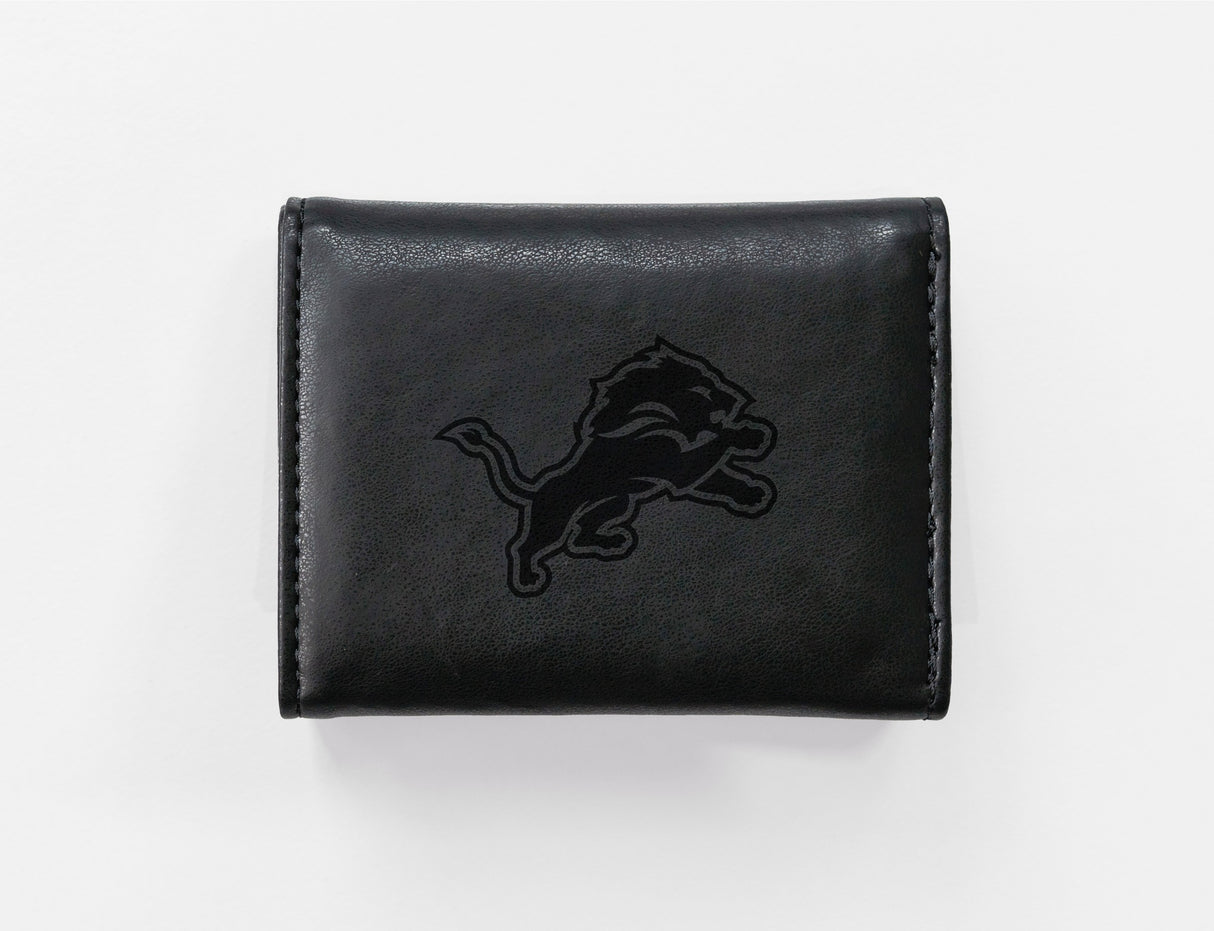 Rico Industries NFL Detroit Lions Laser Engraved Faux Leather Trifold Wallet-1