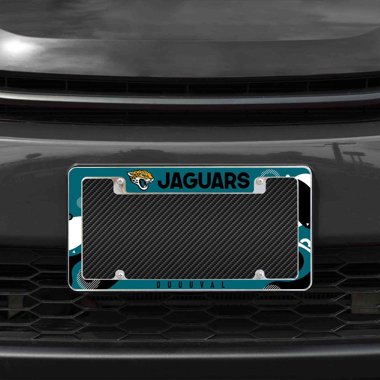 Rico Industries NFL Jacksonville Jaguars Wave 12" x 6" Chrome License Plate Frame-1