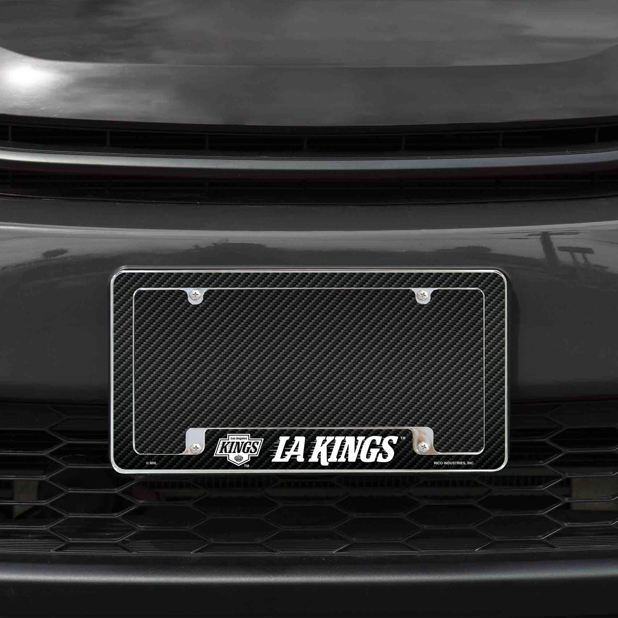 Rico Industries NHL Los Angeles Kings Black 12" x 6" Chrome License Plate Frame-1