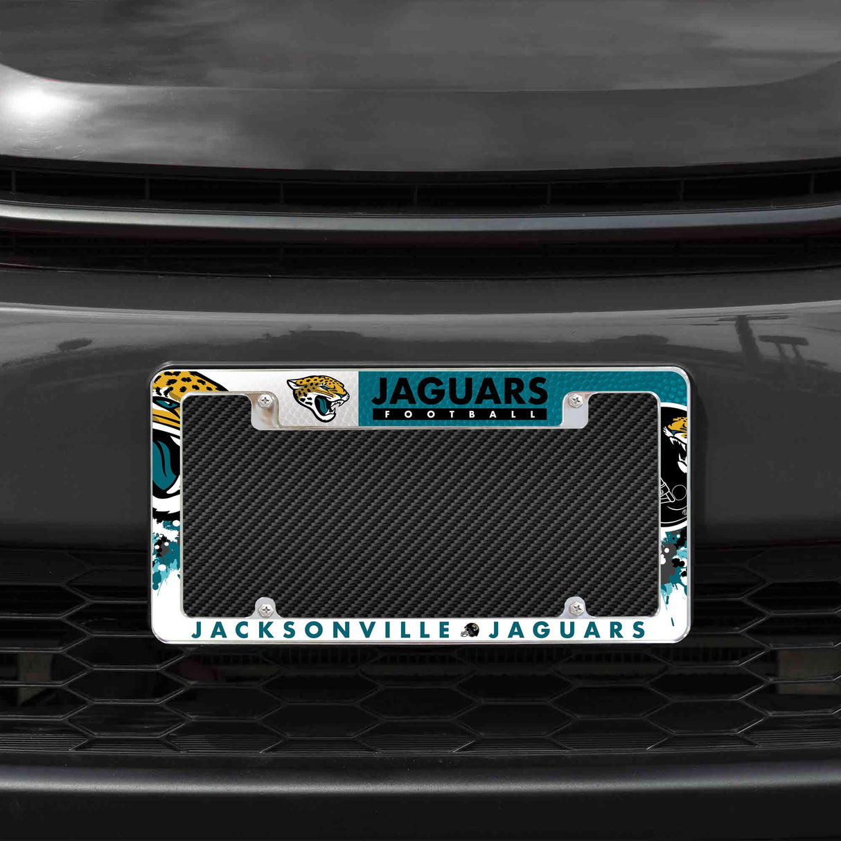 Rico Industries NFL Jacksonville Jaguars Primary 12" x 6" Chrome License Plate Frame-1