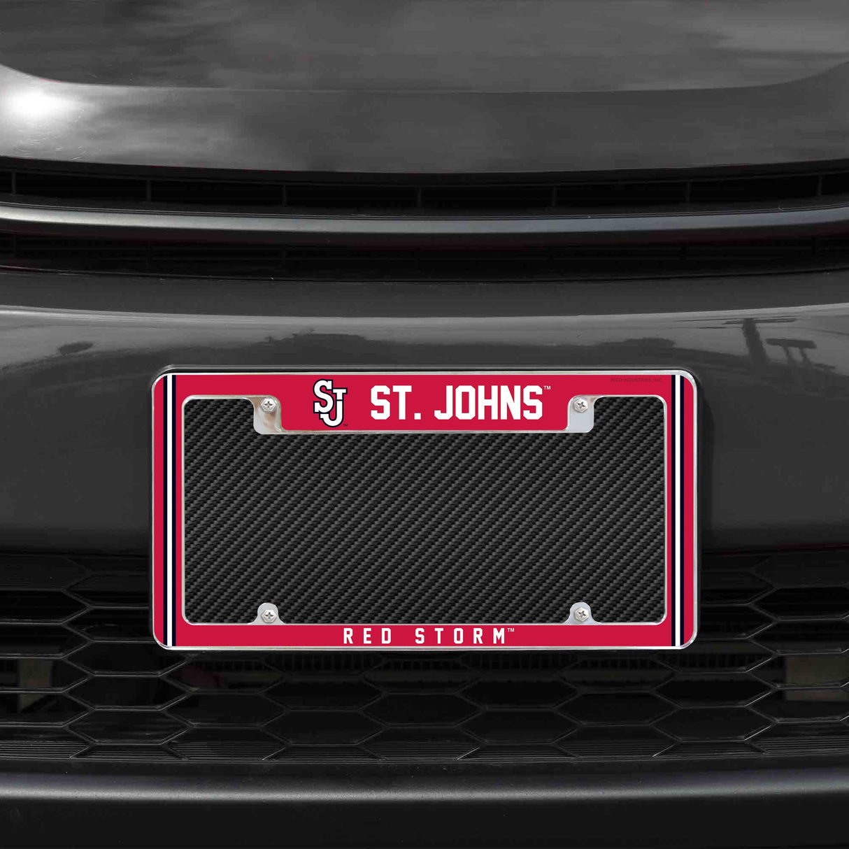 Rico Industries NCAA St. John's Red Storm 12" x 6" Chrome License Plate Frame-1