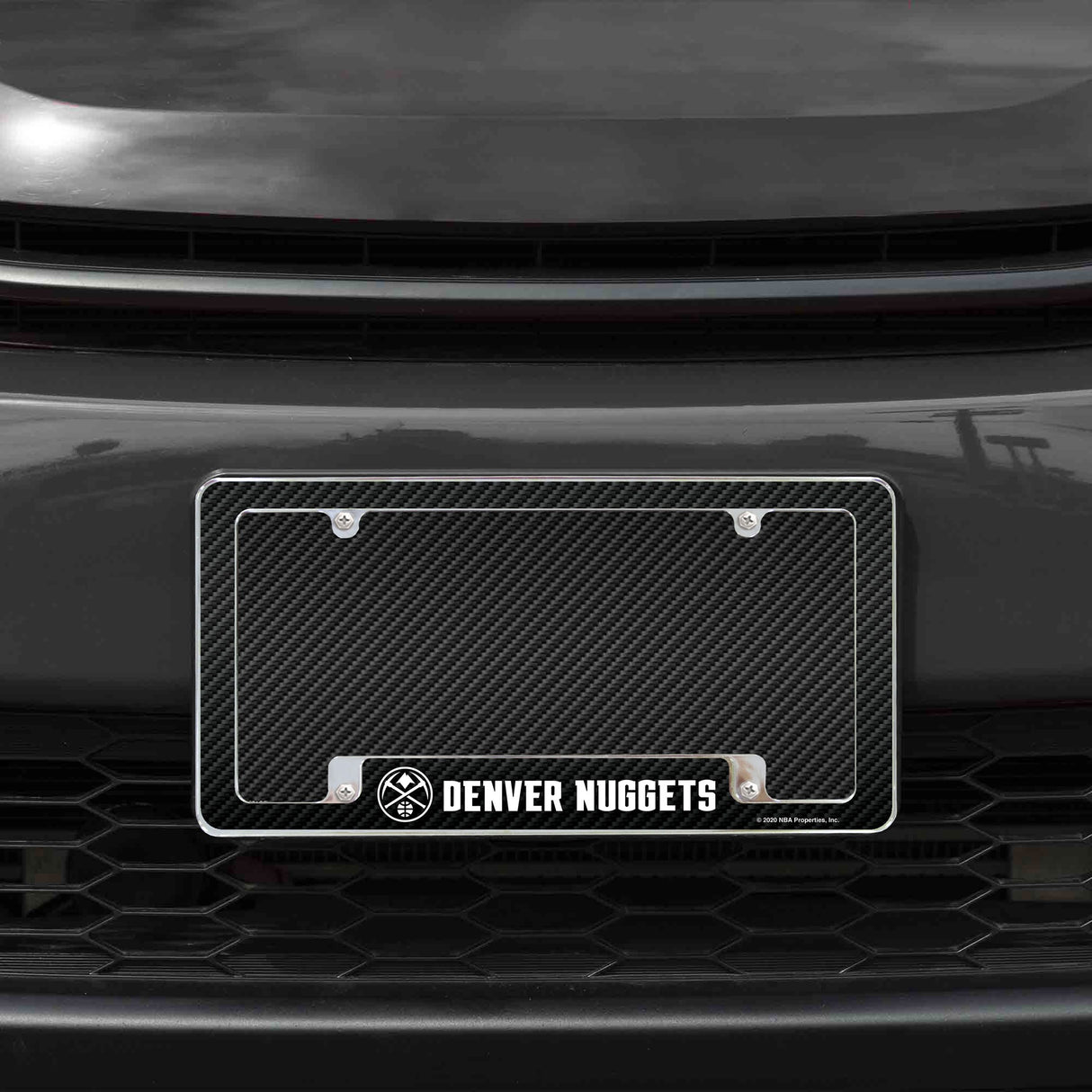 Rico Industries NBA Denver Nuggets Black 12" x 6" Chrome License Plate Frame-1