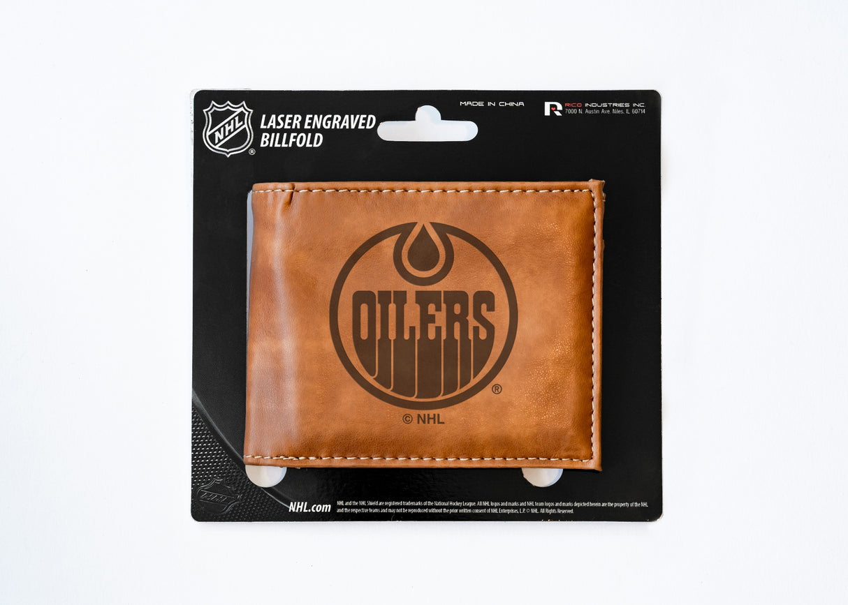 Rico Industries NHL Edmonton Oilers Laser Engraved Billfold Wallet-3