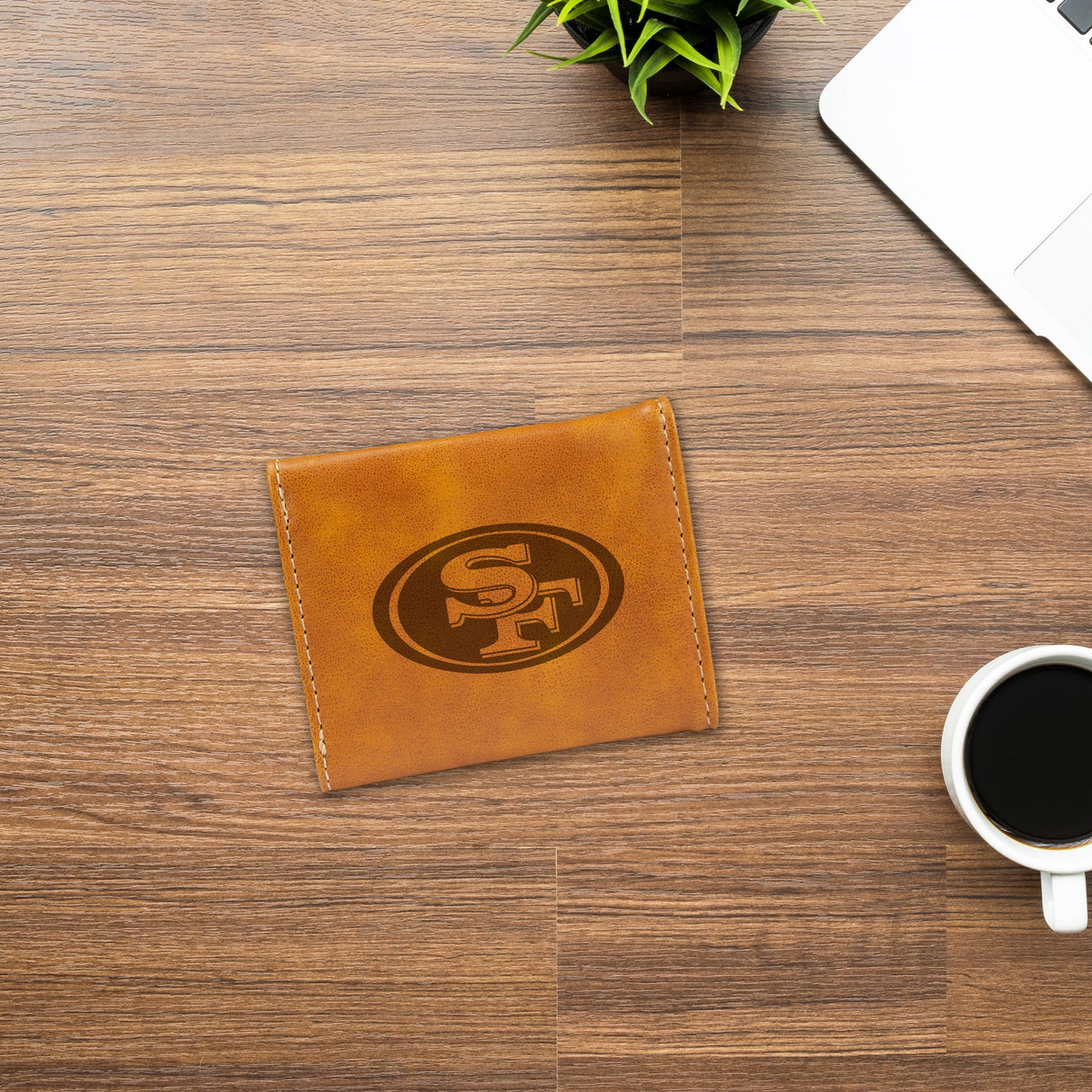 Rico Industries NFL San Francisco 49ers Laser Engraved Faux Leather Trifold Wallet-2