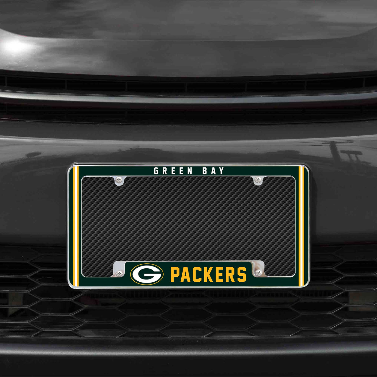 Rico Industries NFL Green Bay Packers Classic 12" x 6" Chrome License Plate Frame-1