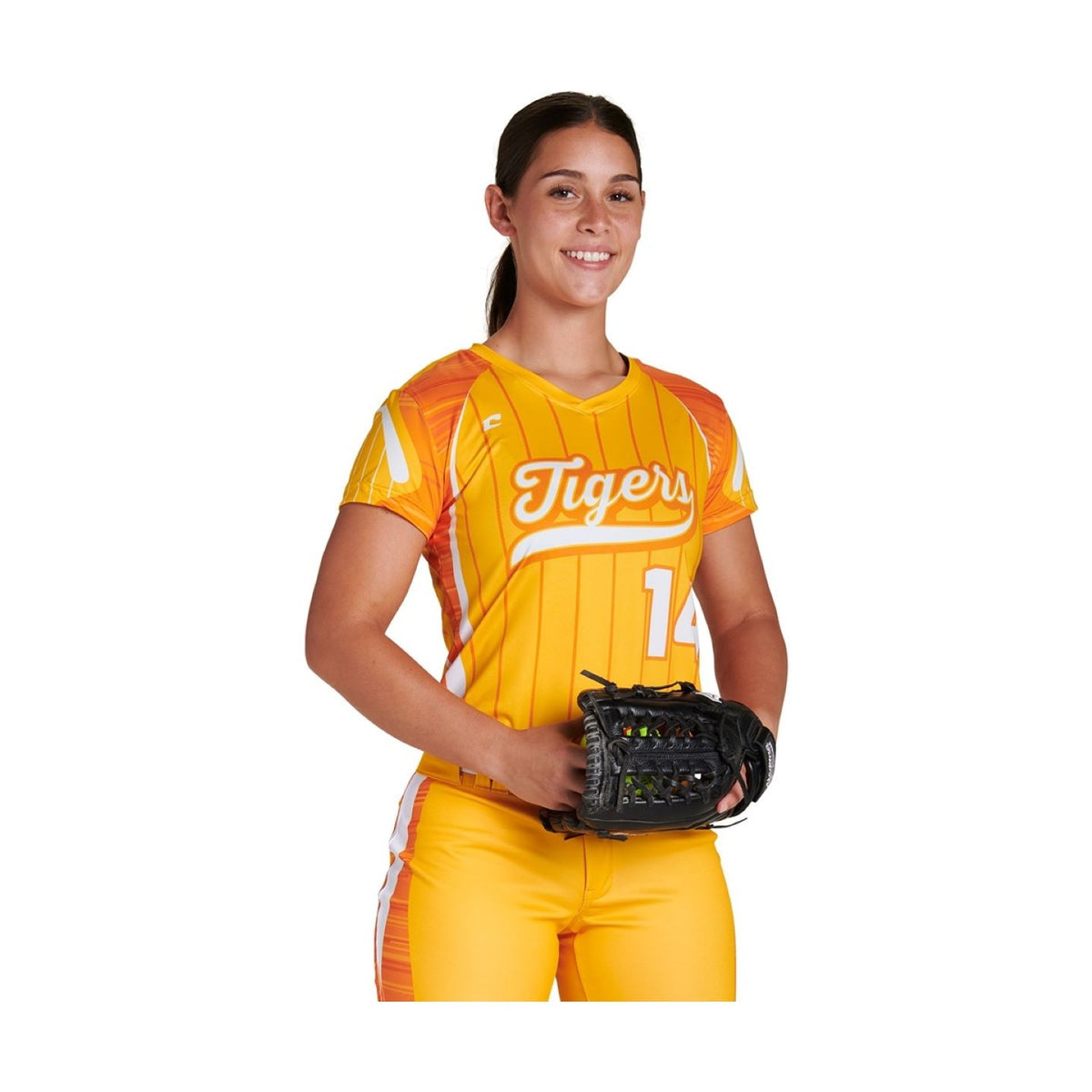Custom V Neck Cap Sleeve Fitted T-Shirt Team Softball Jerseys