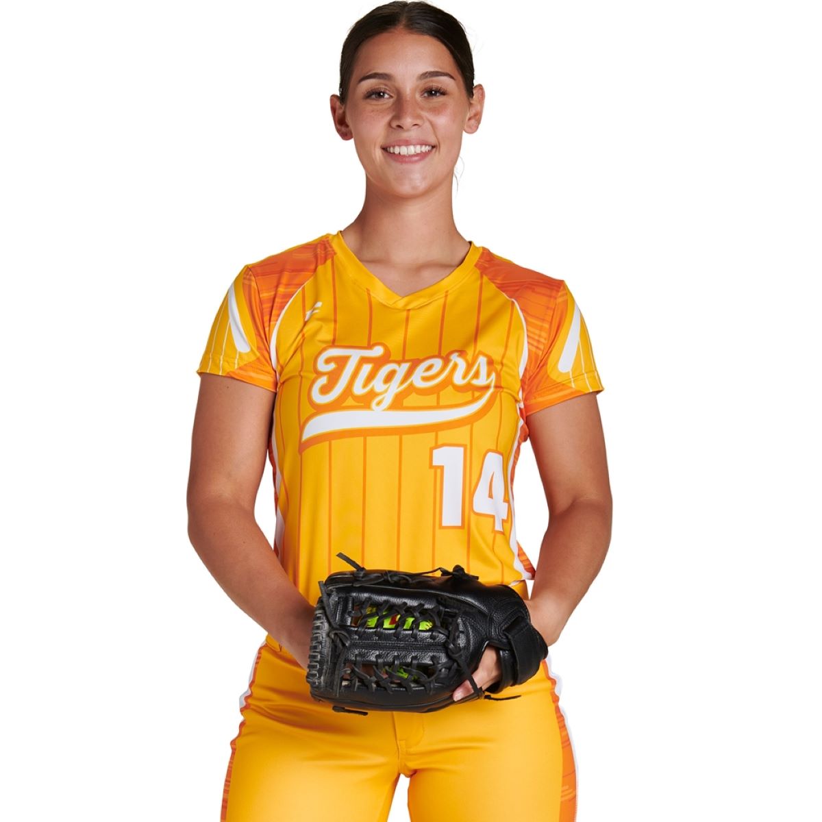 Custom V Neck Cap Sleeve Fitted T-Shirt Team Softball Jerseys